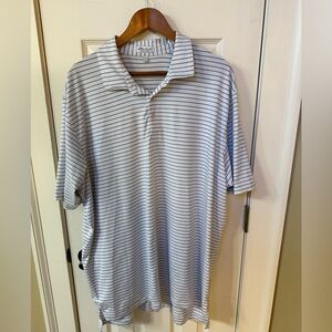 Peter Millar Southern Comfort Golf Polo White With Blue Stripe Size XXL‎